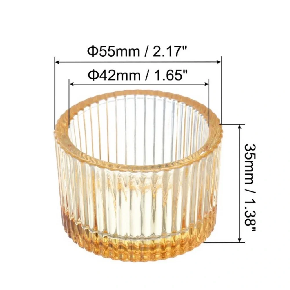 ‼️SOLD‼️ Set of Four Ribbed Glass Tea Light Candle Holders - Picture 9 of 10